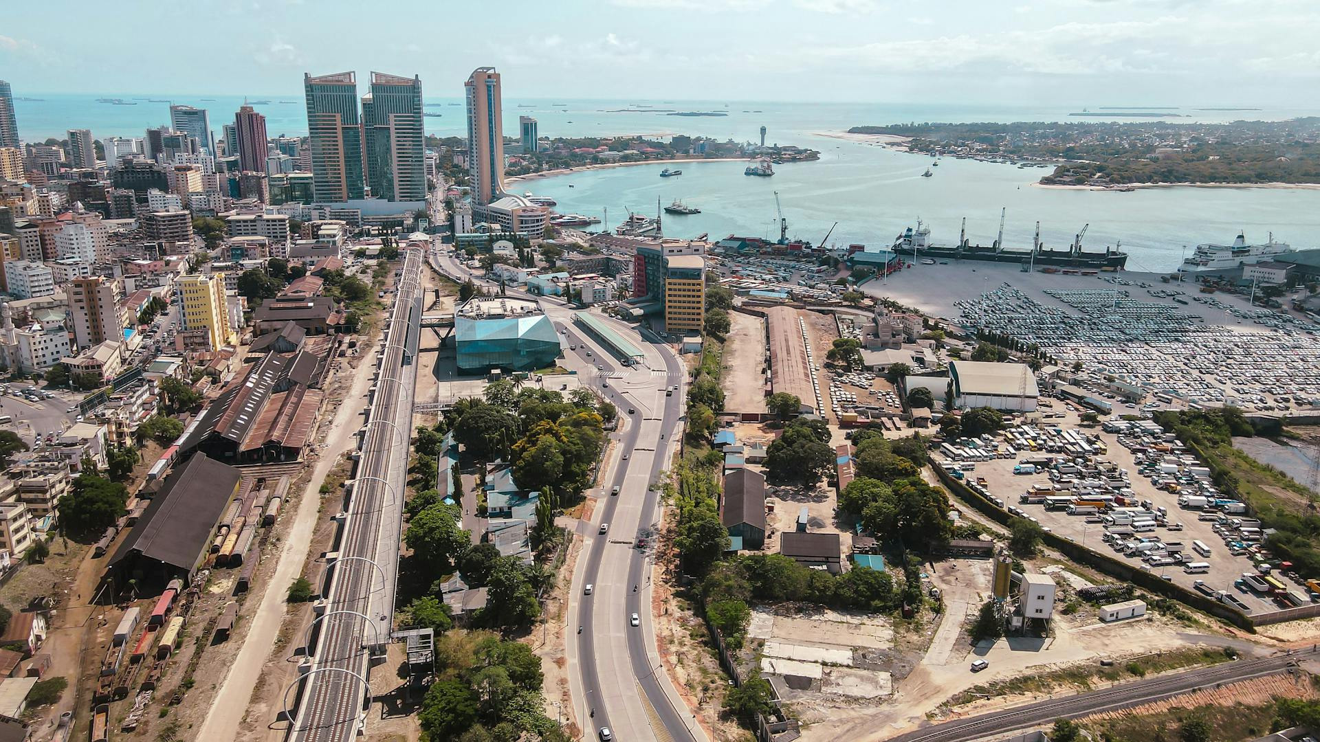 Aerial View of the Harbor in Dar es Salaam Tanzania